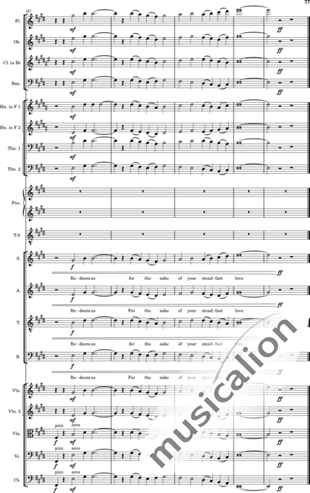 Ellison, William: Psalm 44 - Solo>Ten+Chor>SATB+Klarinette B+Fagott C+[Vl2]+[HnF2]+Kl+[Ob]+[Vla+Vc+Kb]+[Pos]+[Fl]:77