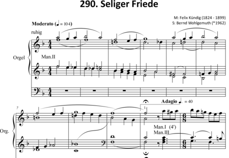 Kündig, Felix: Seliger Friede (2) - Orgel>mPed:0