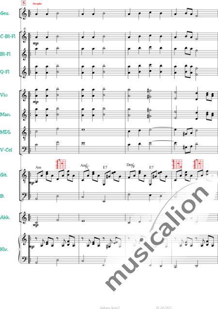 Anónimo, desconocido: Sakura - Flauta+[Pno]+[Guit.]+Fl. dul+[Vl+Vc+Cb]+[Acor.]+[Mdl]:2