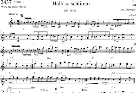 Doswald, Josef: Halb so schlimm - Klavier:0
