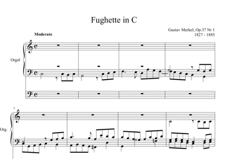 Merkel, Gustav Adolf: Fughette C-major - Órgano>cPed:0