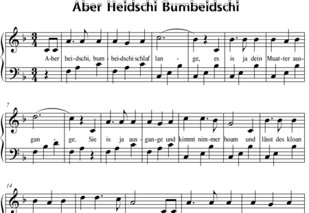 Anonymus, Unknown: Aber heidschi bumbeidschi - Piano:0