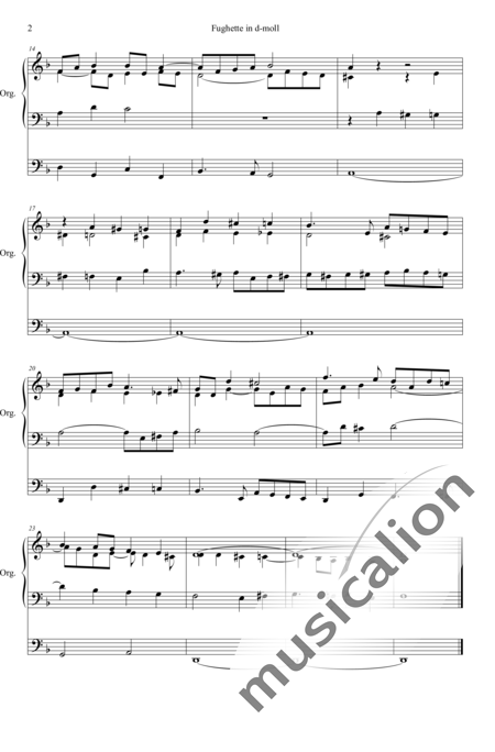 Merkel, Gustav Adolf: Fughette D-minor - Órgano>cPed:2