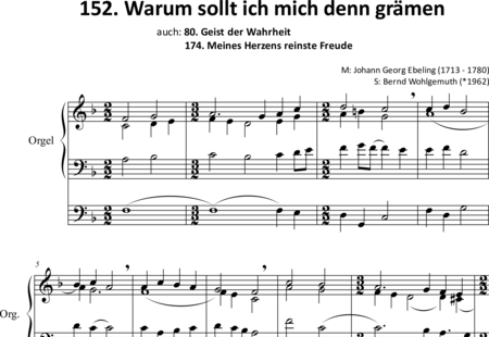 Ebeling, Johann Georg: Warum sollt' ich mich denn grämen (2) - Orgel>mPed:0