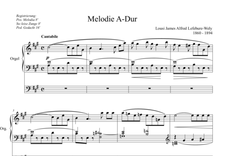 Lefébure-Wély, Louis James Alfred: Melodie A-Dur - Orgel>mPed:0