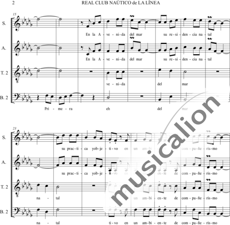 Dominguez Arcos, Alicia: Hymne: Real club nautico la línea (SATB) - Choir>SATB:2