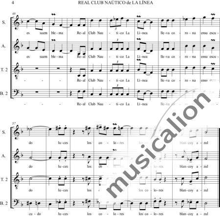 Dominguez Arcos, Alicia: Hymne: Real club nautico la línea (SATB) - Choir>SATB:4