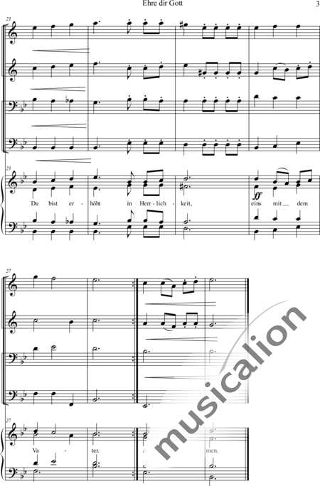 Hanauska, Franz: Freudenberger Bläsermesse - Ehre dir Gott - Chor>SATB+[TrpB2+Pos2]+Org:3