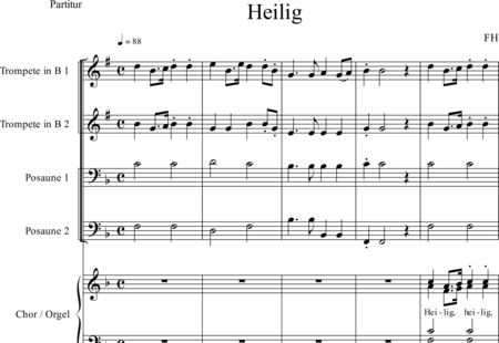 Hanauska, Franz: Freudenberger Bläsermesse - Heilig - Chor>SATB+[TrpB2+Pos2]+Org:0
