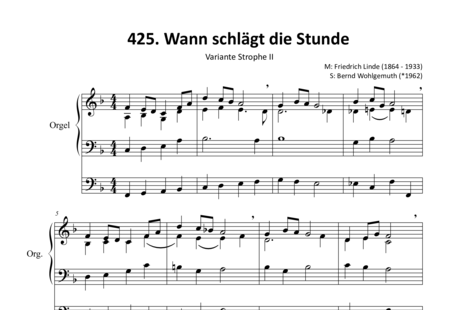 Linde, Friedrich: Wann schlägt die Stunde (2) - Orgel>mPed:0