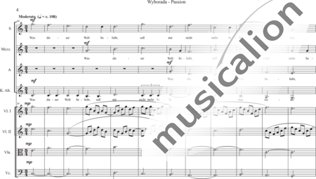 Schäfer, Martina: Wyborada - Orchesterfassung - Zwischenspiel VI.3. auf VII - Chor>SSAA+[Vl2+Vla+Vc+Kb]:3