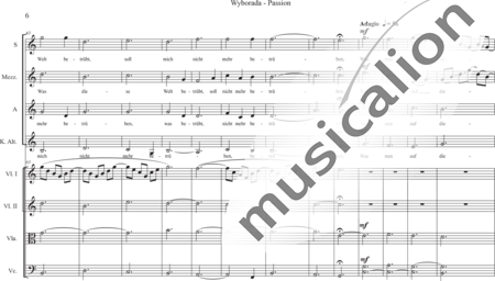 Schäfer, Martina: Wyborada - Orchesterfassung - Zwischenspiel VI.3. auf VII - Chor>SSAA+[Vl2+Vla+Vc+Kb]:5