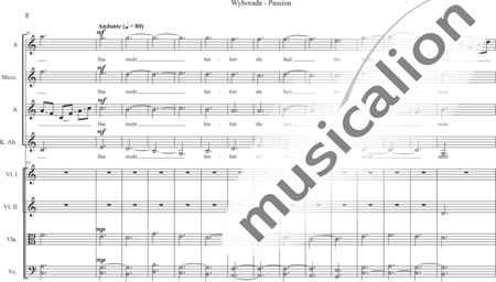 Schäfer, Martina: Wyborada - Orchesterfassung - Zwischenspiel VI.3. auf VII - Chor>SSAA+[Vl2+Vla+Vc+Kb]:7