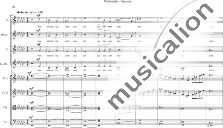 Schäfer, Martina: Wyborada - Orchesterfassung - Zwischenspiel VI.3. auf VII - Chor>SSAA+[Vl2+Vla+Vc+Kb]:9