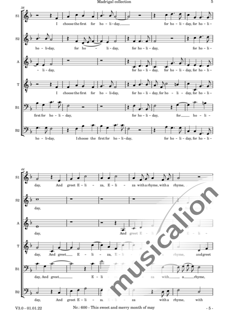 Byrd, William: This sweet and merry month of may - Choir>SSATBB:5