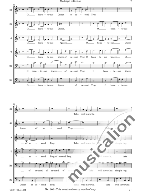 Byrd, William: This sweet and merry month of may - Choir>SSATBB:7