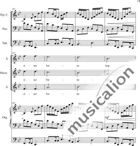 Schäfer, Martina: Wyborada - Orchesterfassung - II. Satz-Geburt - Solo>Alt/Bass+Chor>SSAATB+[TrpC+Pos]+Org+[Tb]:15