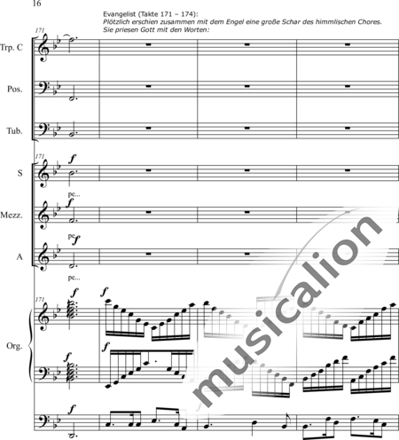 Schäfer, Martina: Wyborada - Orchesterfassung - II. Satz-Geburt - Solo>Alt/Bass+Chor>SSAATB+[TrpC+Pos]+Org+[Tb]:16