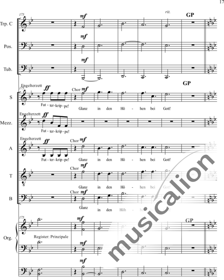 Schäfer, Martina: Wyborada - Orchesterfassung - II. Satz-Geburt - Solo>Alt/Bass+Chor>SSAATB+[TrpC+Pos]+Org+[Tb]:17