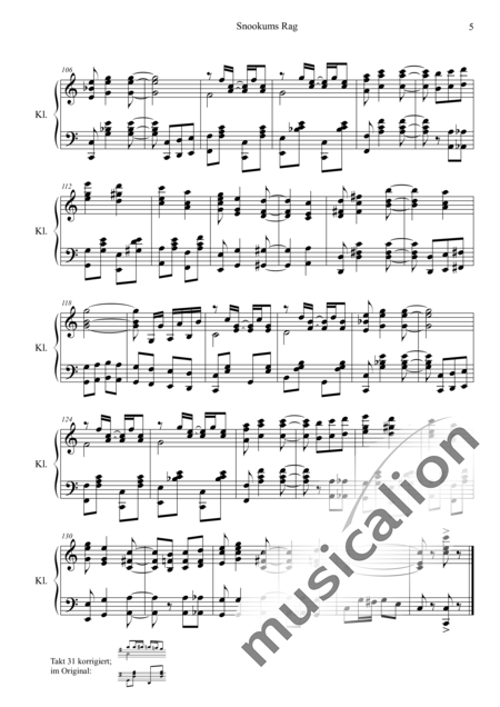 Johnson, Charles Leslie: Snookums Rag - Klavier:5