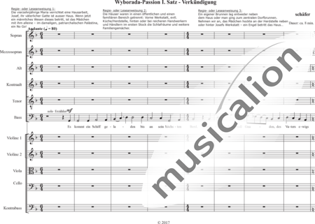 Schäfer, Martina: Wyborada - String Version - I. Movement-Proclamation - Solo>sop2/alto2/Ten/bajo+Coro>SSAATB+[Vl2+Vla+Vc+Cb]:0