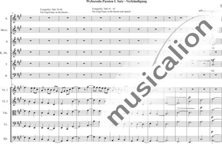 Schäfer, Martina: Wyborada - String Version - I. Movement-Proclamation - Solo>sop2/alto2/Ten/bajo+Coro>SSAATB+[Vl2+Vla+Vc+Cb]:4