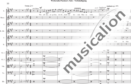 Schäfer, Martina: Wyborada - String Version - I. Movement-Proclamation - Solo>sop2/alto2/Ten/bajo+Coro>SSAATB+[Vl2+Vla+Vc+Cb]:9