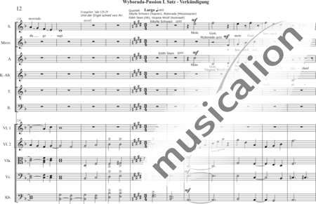 Schäfer, Martina: Wyborada - String Version - I. Movement-Proclamation - Solo>sop2/alto2/Ten/bajo+Coro>SSAATB+[Vl2+Vla+Vc+Cb]:11