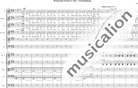 Schäfer, Martina: Wyborada - String Version - I. Movement-Proclamation - Solo>sop2/alto2/Ten/bajo+Coro>SSAATB+[Vl2+Vla+Vc+Cb]:14