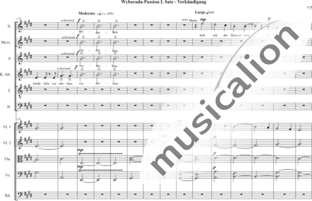Schäfer, Martina: Wyborada - String Version - I. Movement-Proclamation - Solo>sop2/alto2/Ten/bajo+Coro>SSAATB+[Vl2+Vla+Vc+Cb]:16