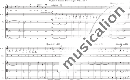 Schäfer, Martina: Wyborada - String Version - Interlude IV.2. on V. - Solo>sop2/alto2+Coro>SSAA+[Vl+Vla+Vc]+Tp:2