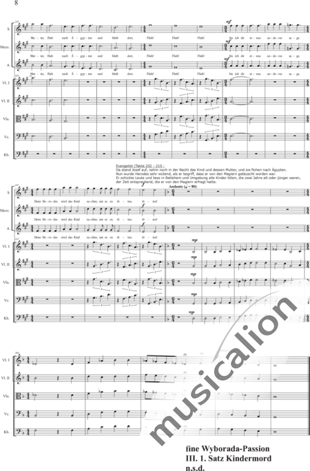 Schäfer, Martina: Wyborada - String version - III. Movement: Escape, No. 1-Child Murder - Solo>sop2/alt2/ten/bass2+Choir>SSAATBB+[Vln2+Vla+Vlc+Db]:8