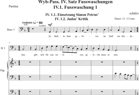 Schäfer, Martina: Wyborada - Orgelfassung - IV. Satz Fusswaschungen IV.1. Fusswaschungen 1 - Solo>Sop/Alt/Ten/Bass+Chor>SAATBB+OrgmP:0