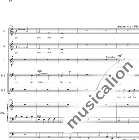 Schäfer, Martina: Wyborada - Orgelfassung - IV. Satz Fusswaschungen IV.1. Fusswaschungen 1 - Solo>Sop/Alt/Ten/Bass+Chor>SAATBB+OrgmP:12