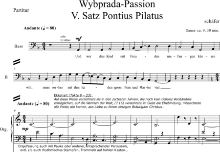 Schäfer, Martina: Wyborada - Orgelfassung - V. Satz: Pontius Pilatus - Solo>Sop/Alt/Ten/Bass+Chor>SSAATBB+Pauken+OrgmP:0