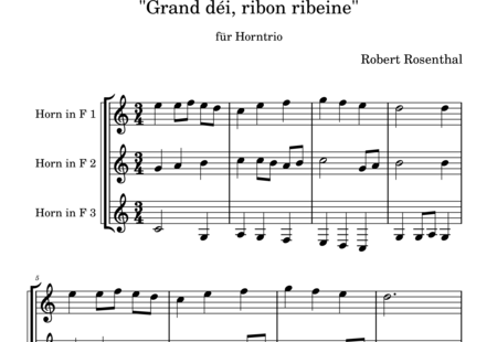 Rosenthal, Robert: Grand déi, ribon ribeine for Horn trio - Corno :0