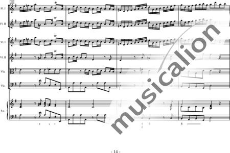 Telemann, Georg Philipp: Tafelmusik 1. Satz Ouvertüre - Flöte 2+BC+[Vl2+Vla+Vc]:13