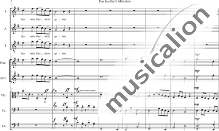 Schäfer, Martina: The Hunchbacked Little Man - 6th verse: I sit at My Little Wheel - Choir>SAT+Rec2+[Vla+Vlc+Db]:1