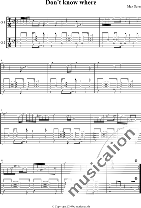 Suter, Max: Don't know where - Gitarre 2:3