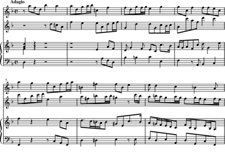 Telemann, Georg Philipp: Sonate in F 3. Satz Adagio - Flöte 2+Klavier:0