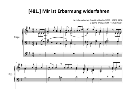 Hainlin, Johann Ludwig Friedrich: Mir ist Erbarmung widerfahren - Organ>wped:0