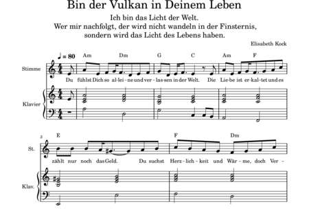 Kock, Elisabeth: Bin der Vulkan in Deinem Leben - Solo>X+Klavier:0