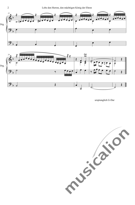 Wolff, Christian Michael: Choralvorspiel "Lobe den Herren, den mächtigen König der Ehren" - Orgel>mPed:2