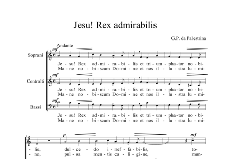 Palestrina, Giovanni Pierluigi da: Jesu Rex Admirabilis - Coro>SAB:0