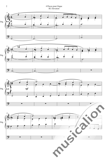 Lepage, Louis: 4 Pieces pour Orgue III. Elevation - Orgel>mPed:2