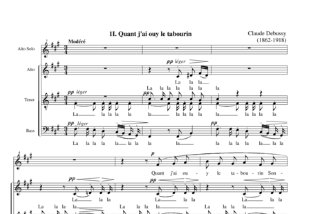 Debussy, Claude: Chansons de Charles d'Orléans: Quand j´ai Ouy le Tambourin Sonner - Choir>SATB:0