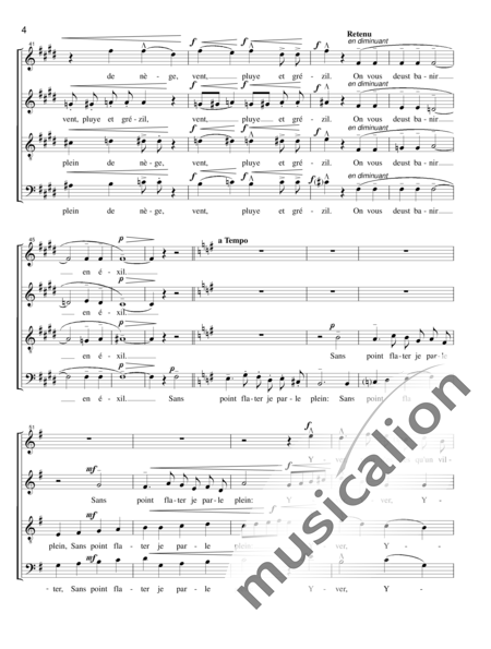 Debussy, Claude: Chansons de Charles d´Orléans: Yver, Vous n´estes qu´un Villain - Choir>SATB:4
