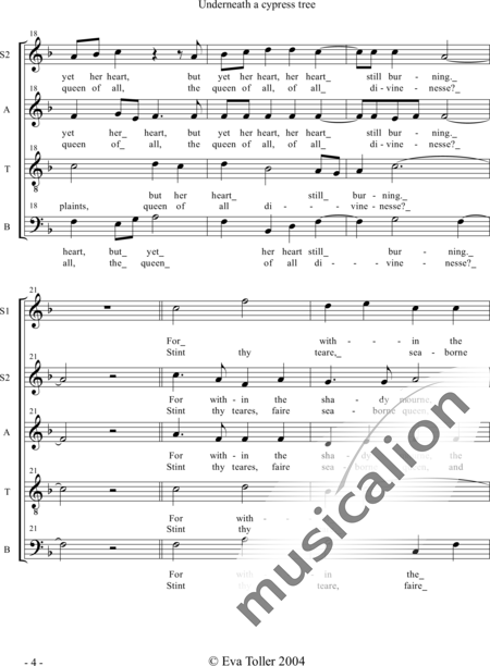 Pilkington, Francis : Underneath a cypress tree - Chor>SSATB:4