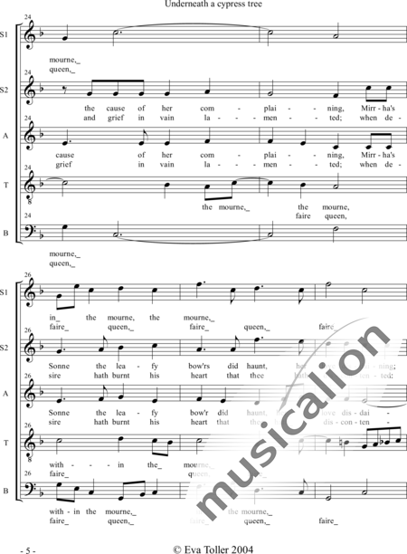 Pilkington, Francis : Underneath a cypress tree - Chor>SSATB:5