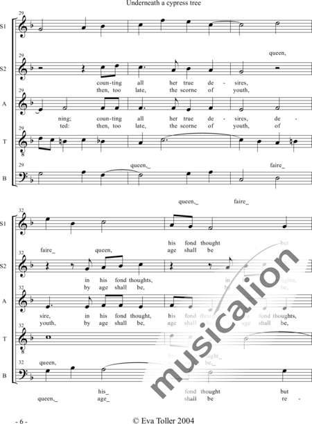 Pilkington, Francis : Underneath a cypress tree - Chor>SSATB:6